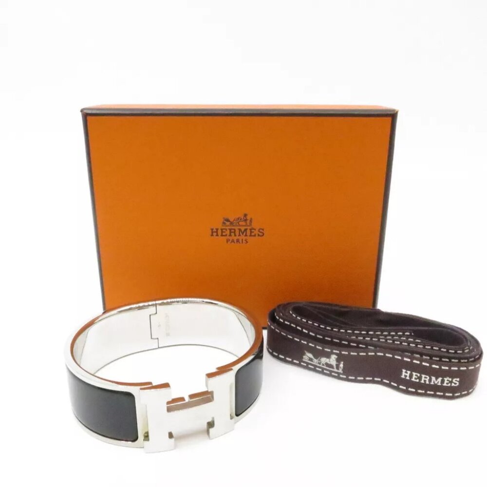 HERMES Click Crack Bracelet Black